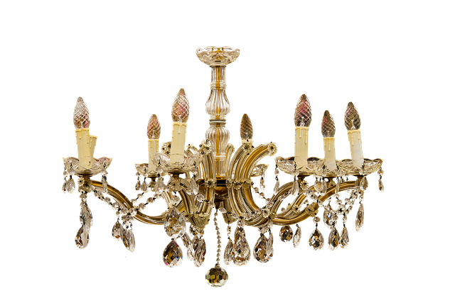 Antique table lamps, chandeliers and wall sconces in various styles, crystal drops, brass fittings, warm ambient glow in period room